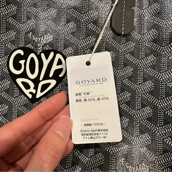 New Goyard Mini Anjou Canvas Leather Reversible Mini Tote Bag Grey White - Picture 3 of 15